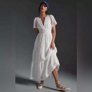 Anthropologie Sommerset White Eyelet Maxi Dress